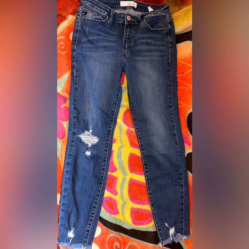 kanCan Blue Distressed Skinny Leg Jeans